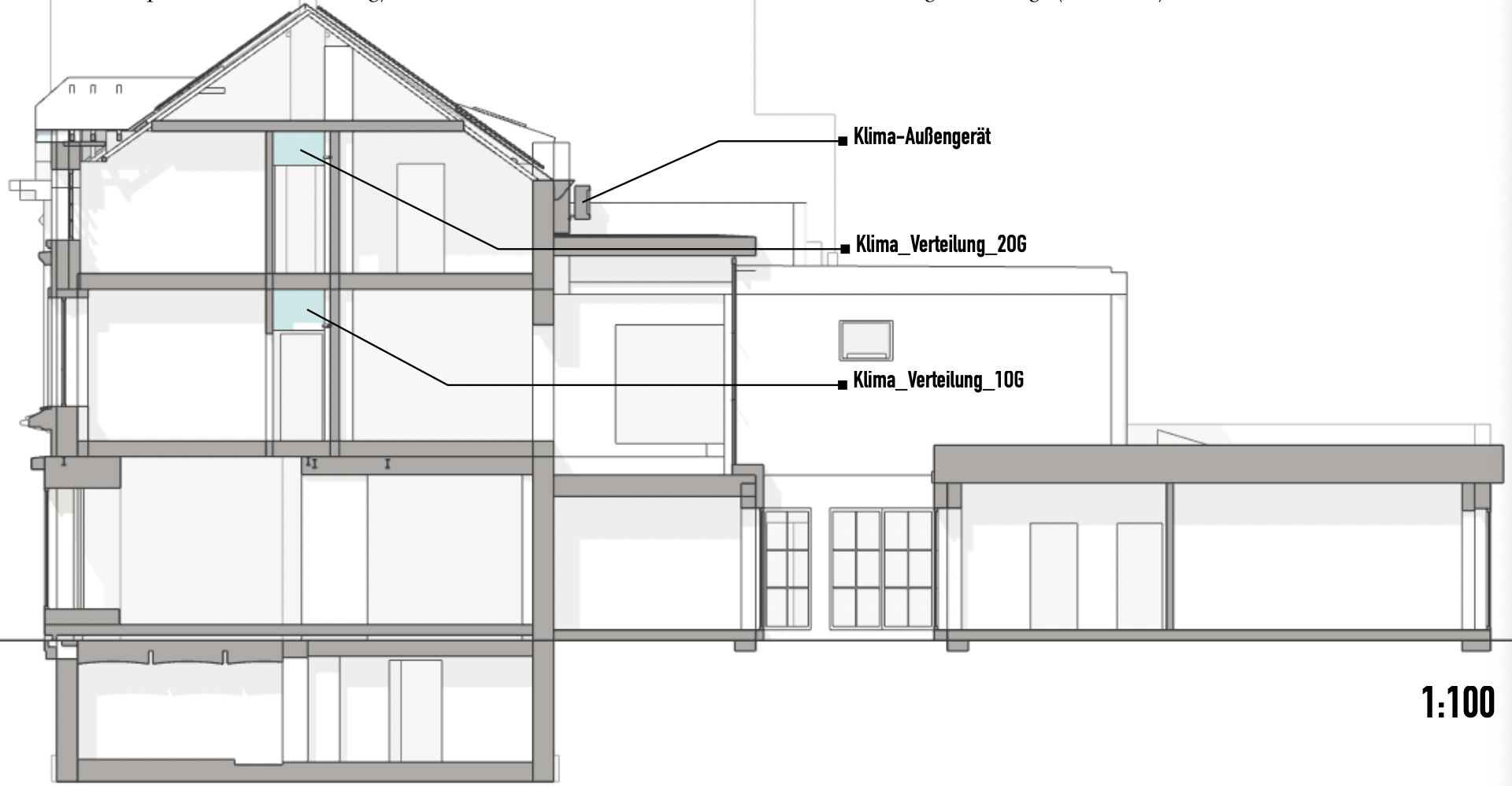 Illustration: Bauzeichnung Schnitt Ost